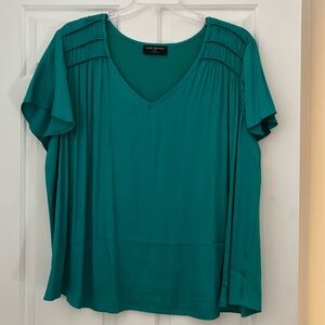 Lane Bryant Teal Flutter Sleeve Blouse Size 22/24